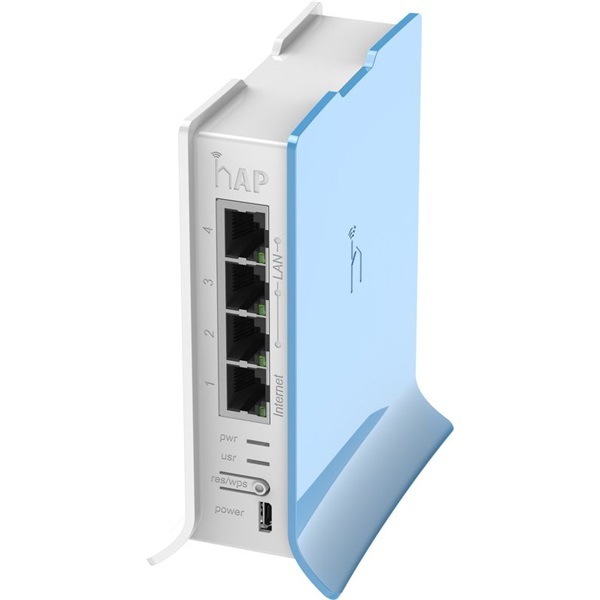 (RB941-2nD-TC) hAP lite router, 3x 10/100 LAN, 2.4Ghz, wireless-b/g/n, integrált antenna