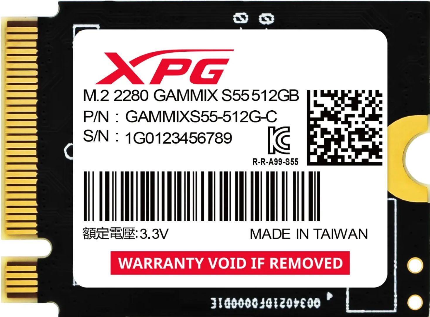 A-Data 512GB M.2 2230 NVMe Gammix S55 A-Data 512GB M.2 2230 NVMe Gammix S55