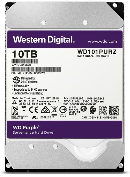 Purple - 10TB 7200rpm SATA3 256MB 3.5" Purple - 10TB 7200rpm SATA3 256MB 3.5"